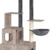 HOOBRO Cat Tree with Litter Box Enclosure, 67.7" H Wooden Multifunctional Pet Furniture with Hidden Litter Box, Perch, Hammock and Scratching Post, Cat Tower for Indoor Cats, Greige BG75MZ03